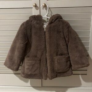 Zara Girls Faux Fur Jacket, brown, sz 2-3y